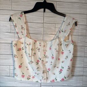 Joie White and Pink Floral Crop Top